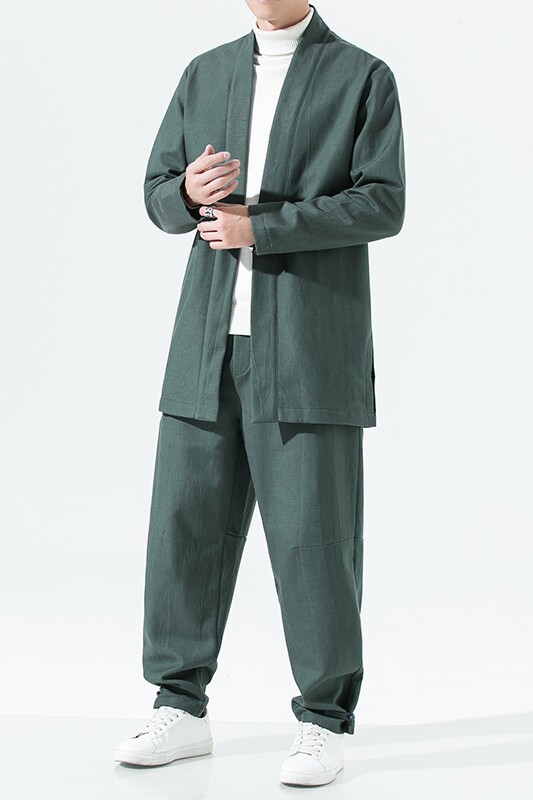 2165^加厚加绒民族风外套开衫原创风亚麻棉道袍外套汉服,男装民族服装,钱塘777(原3023)