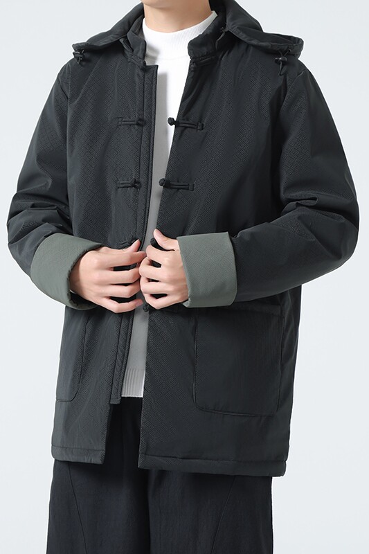 9399^连帽中长款男士唐装羽绒服外套风盘扣冬装,男装羽绒服,钱塘777(原3023)