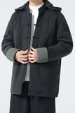 9399^连帽中长款男士唐装羽绒服外套风盘扣冬装，男装羽绒服，钱塘777(原3023)