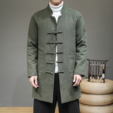 20258^中长款加厚风复古外套中长款潮男装棉衣盘扣外套棉服，男装棉衣，钱塘777(原3023)