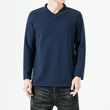 2166^原创新款打底复古T恤磨棉混纺毛高弹纯色打底衫男款2022，男装T恤，钱塘777(原3023)