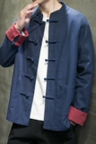 JK777^新款春夏中式汉服盘扣宽松民族上衣唐装外套，男装民族服装，钱塘777(原3023)