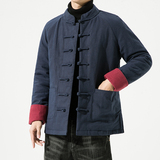 M666^新款盘扣原创风袖子冬季加厚撞色棉衣外套男士冬季保暖，男装棉衣，钱塘777(原3023)