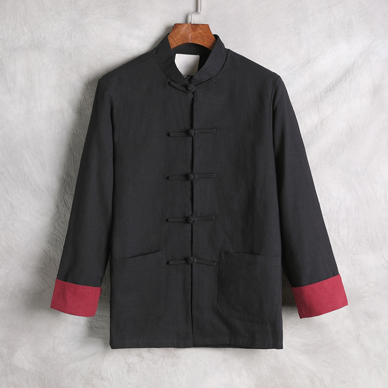 20253^2025秋季新款文艺复古中式汉服盘扣宽松民族上衣唐装外套，男装民族服装，钱塘777(原3023)