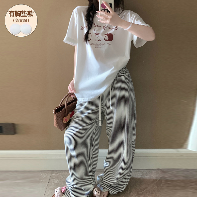 睡衣女款夏带胸垫纯棉2025年新款