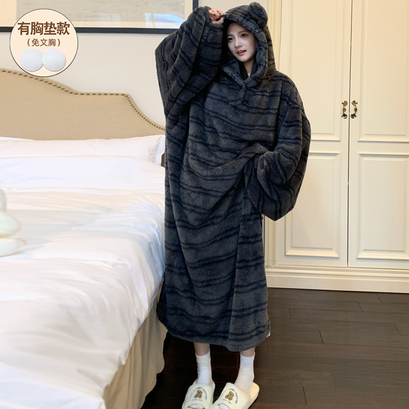 睡袍冬加厚女款睡裙浴袍2025新款