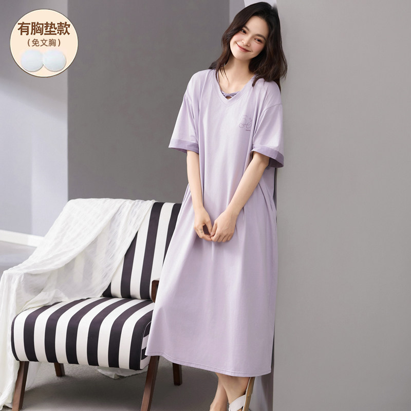 7A抗菌纯棉睡裙女夏2026新款带胸垫短袖中长款过膝大码200斤睡衣,女士内衣/男士内衣/家居服,睡裙,淘宝优惠券,粉丝福利购,淘宝优惠卷