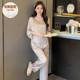 带胸垫冰丝气质国风半袖 睡衣女春夏款 仿真丝绸高级感新中式 家居服