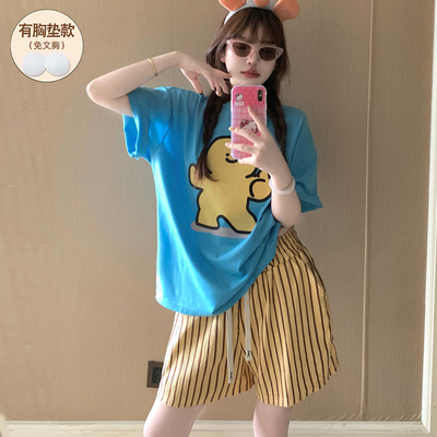 睡衣女款夏纯棉带胸垫2025年新款