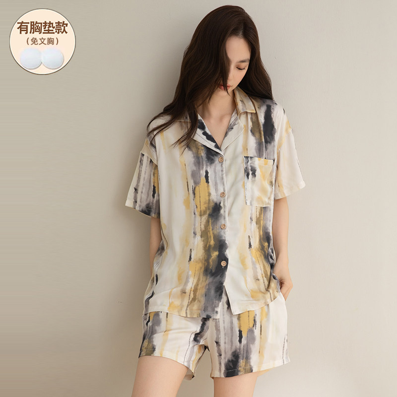 高级感仿真丝绸冰丝睡衣女夏季带胸垫短袖2026新款可外穿开衫套装,女士内衣/男士内衣/家居服,睡衣/家居服套装,淘宝优惠券,粉丝福利购,淘宝优惠卷