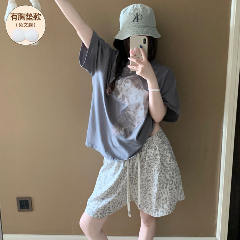 带胸垫睡衣女款夏纯棉短袖2026年新款加大码可爱卡通网红风家居服