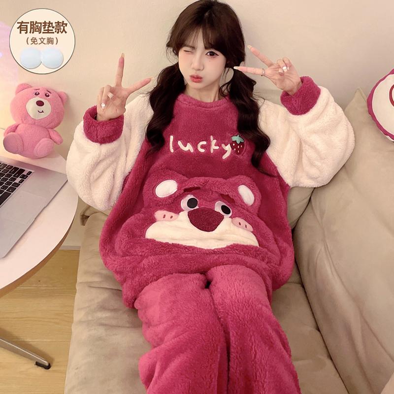 珊瑚绒加厚加绒可爱卡通睡衣