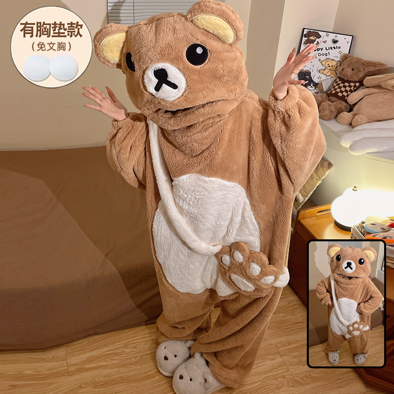 连体睡衣女冬季珊瑚绒加厚保暖