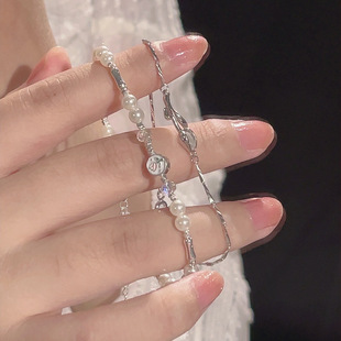 甜美郁金香仿珍珠手链轻奢小众ins高级甜美波光粼粼双层手饰 法式