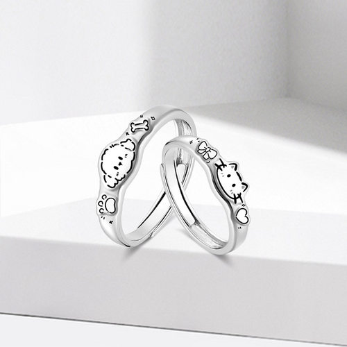 时尚萌趣宠物系列情侣戒指高级感