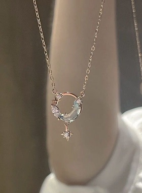 星河星星月亮项链 小众设计ins吊坠轻奢女非钛钢不掉色蛇骨链闺蜜