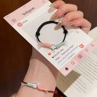 简约清新花朵手工编织甜美手链小众手饰送朋友创意精致情侣闺蜜