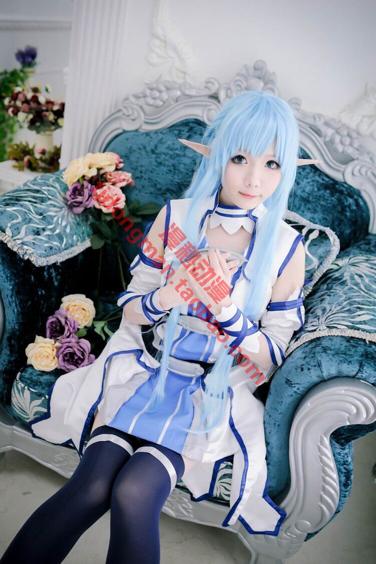 刀剑神域 亚丝娜 结城明日奈 水精灵常服cosplay动漫服装假发定制