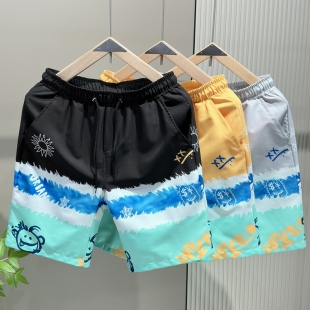 宽松百搭度假风运动五分裤 速干拼色沙滩短裤 男士 夏季