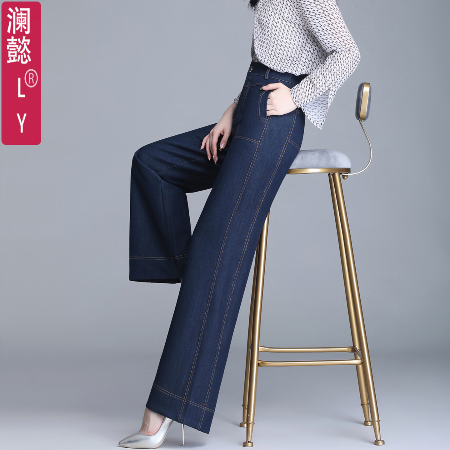 九分高腰阔腿裤镰刀裤长裤阔腿裤图片