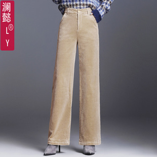 秋冬加绒显腿长 休闲裤 阔腿裤 中高腰阔脚裤 粗条绒拖地裤 女裤