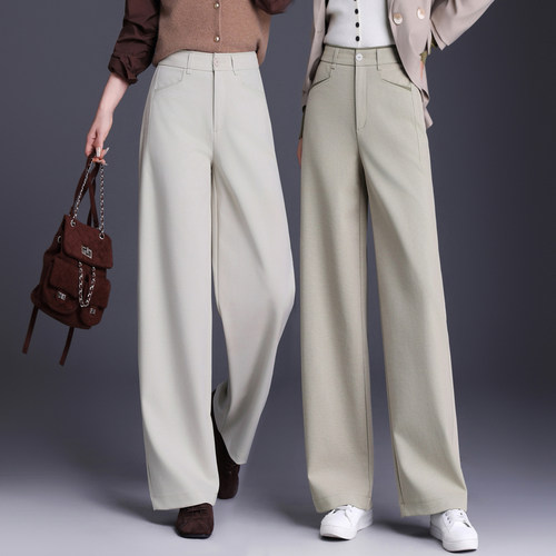 垂顺直筒裤阔腿裤弯刀裤藏蓝色