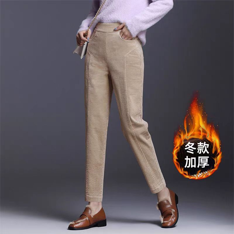 休闲条绒哈伦裤老爹裤加绒松紧裤