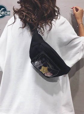 韩版INS胸包女百搭时尚腰包日系斜挎小包网红少女帆布包潮酷包包