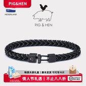 hen手链手绳男手环船绳潮牌情侣手链潮流ins小众设计狐尾链黑 pig