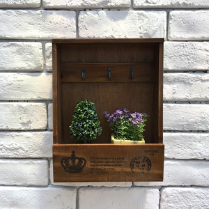 复古实木钥匙挂钩免打孔挂钥匙盒家居墙面装饰车钥匙储物盒钥匙盒