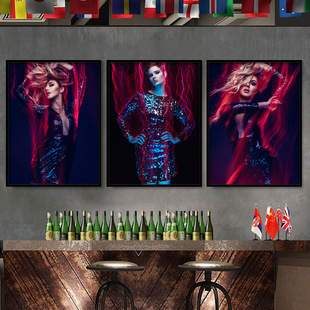 KTV夜店歌厅背景墙DJ女郎挂画摇滚性感美女壁画酒吧店墙面装饰画