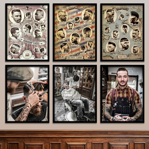 复古海报壁画发型图片