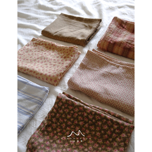 74cm碎花格纹温柔复古风枕罩百搭宿舍纯棉枕头套单只 100棉枕套48