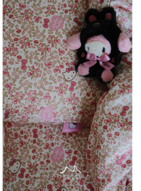 粉樱喵语hellokitty凯蒂猫纯棉纱布卡通卧室床单被套床笠枕套单件