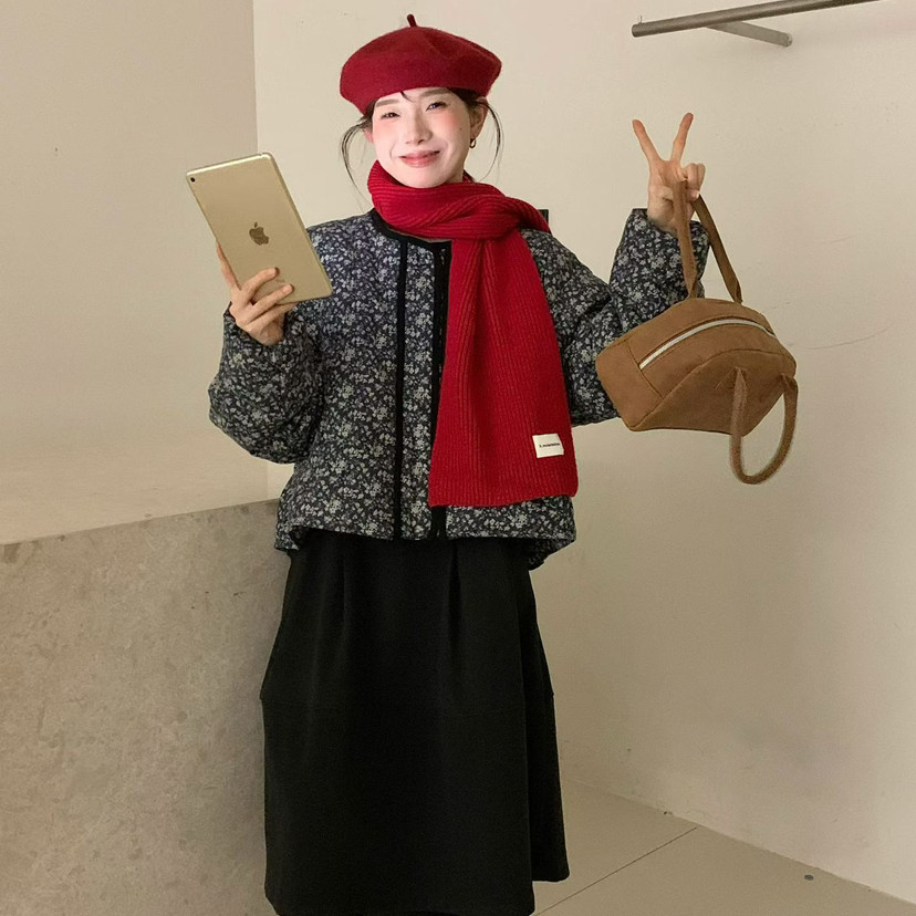 买手严选-泡菜馆-必入款设计感碎花百搭宽松保暖羽绒服外套88707