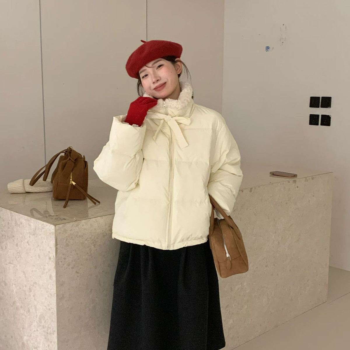 买手严选-泡菜馆-冬上新简约宽松百搭时尚保暖羽绒服外套88018