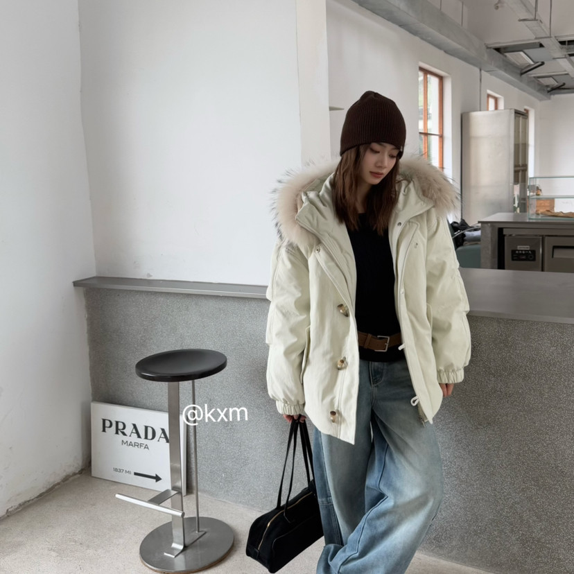 卡希.米-松版型休闲保暖羽绒服外套(配可拆卸真狐狸毛毛领)10233