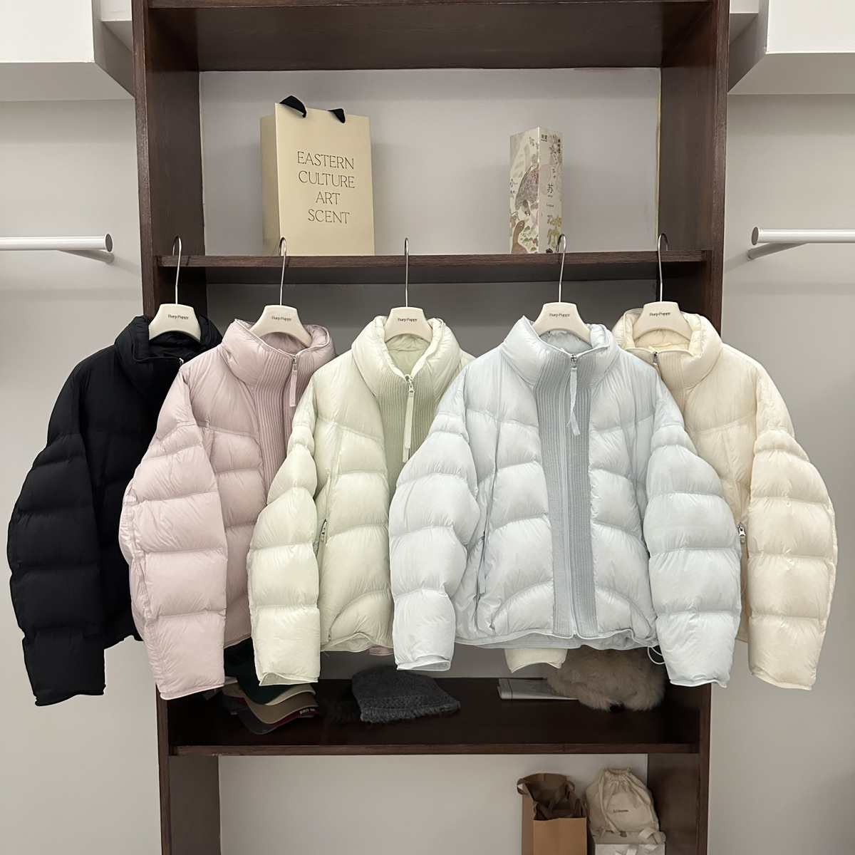 Burp puppy打嗝小狗-简约针织拼接落肩显瘦短款羽绒服羽绒服8803