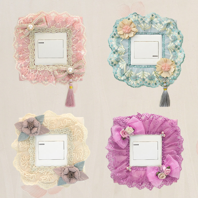 卡扣免粘布艺蕾丝开关边框套墙壁插座墙贴轻奢装饰灯开关贴保护套,居家布艺,开关套,淘宝优惠券,粉丝福利购,淘宝优惠卷