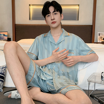 【热卖爆款】睡衣男冰丝短袖套装