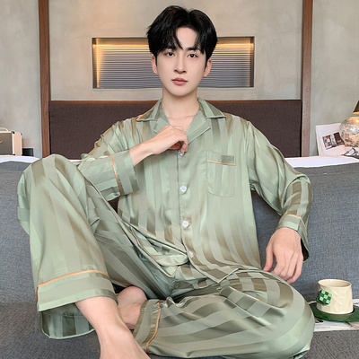 【热卖爆款】睡衣男冰丝长袖套装