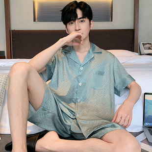 男士夏季睡衣冰丝短袖短裤薄款夏款高档丝绸2026新款大码夏天套装