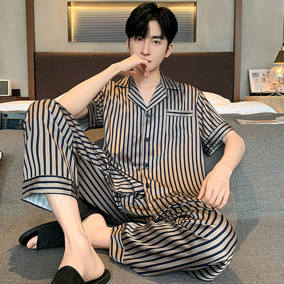 【热卖爆款】睡衣男冰丝短袖套装