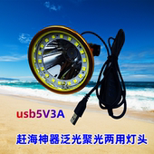 户外鸿顺4V5V100W大泛光散光白光紫光蝎子蓝光大光斑聚光夜钓灯头