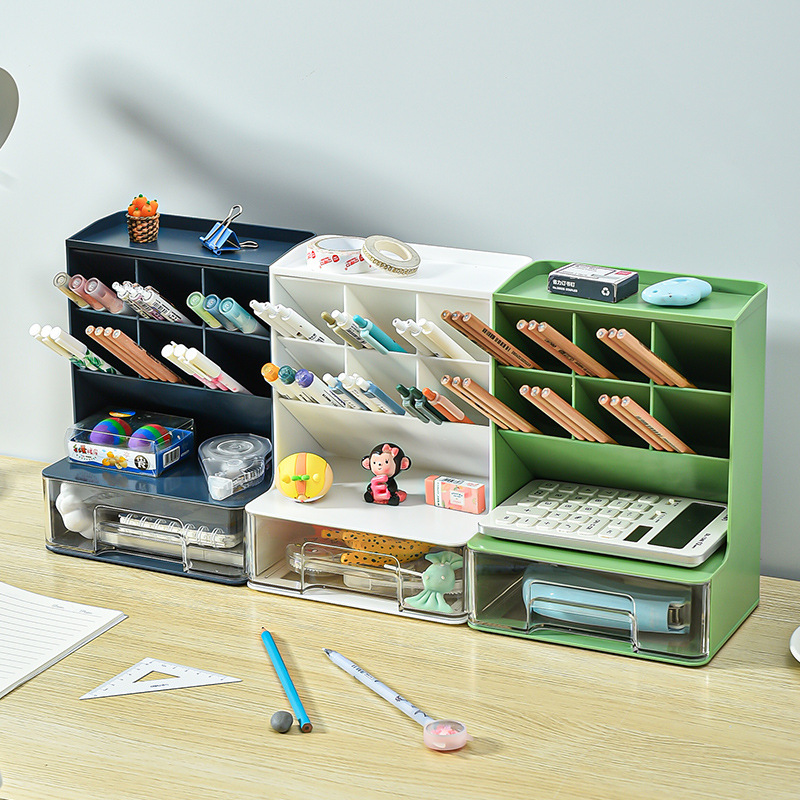 新款多功能ins风桌面塑料收纳盒储物盒置物盒文具整理盒简约分格