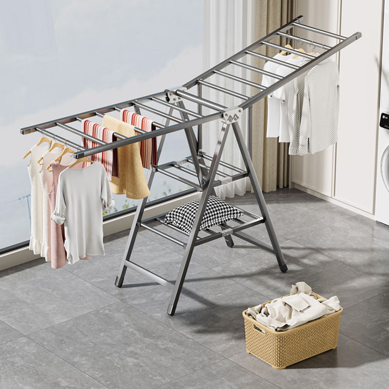 晾衣架落地折叠室内阳台晒被子加