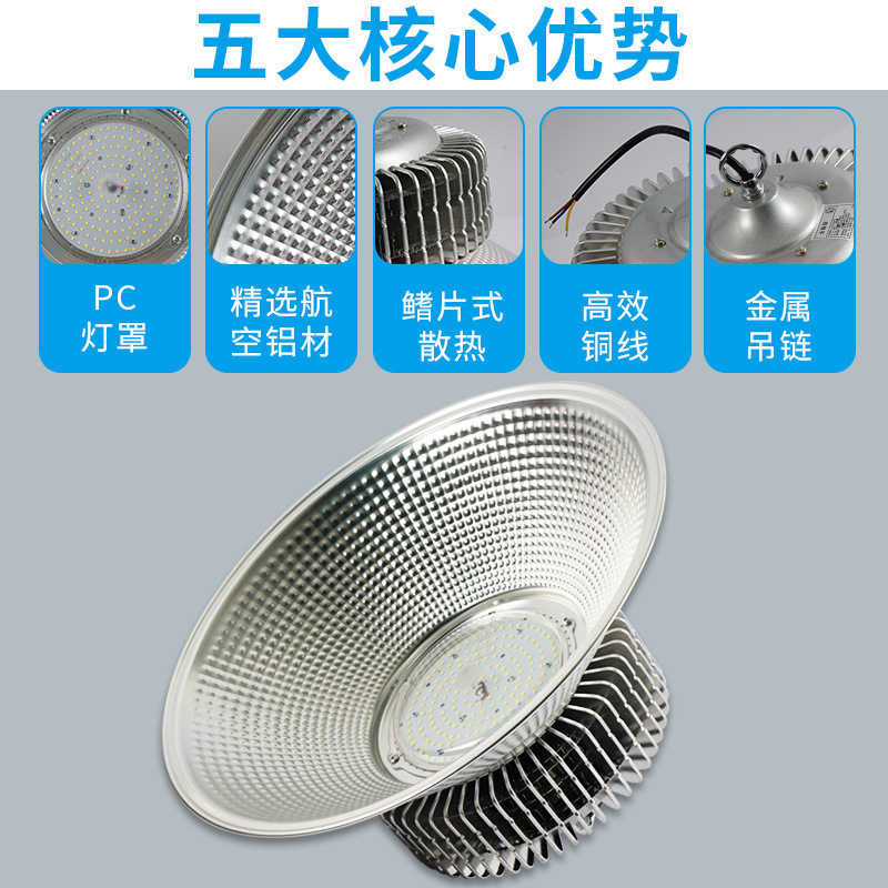 LED鳍片工矿灯100W 150W 200瓦球馆灯照明天棚吊灯车间仓库工厂灯