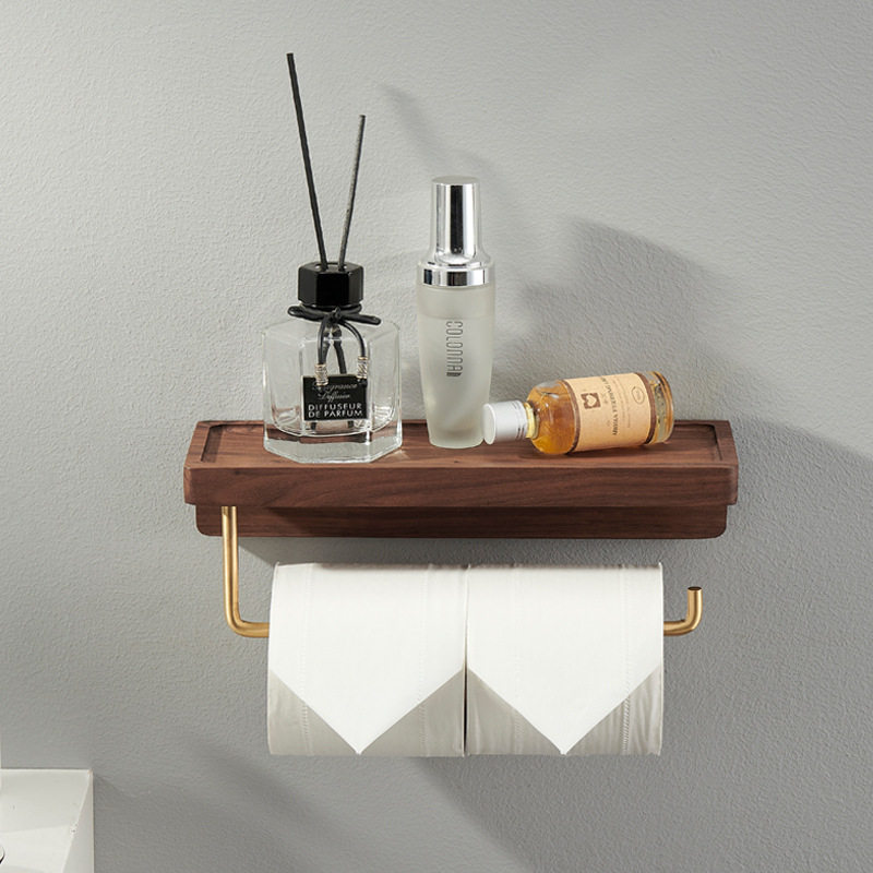 北欧卷纸架黑胡桃木卫生间纸巾架