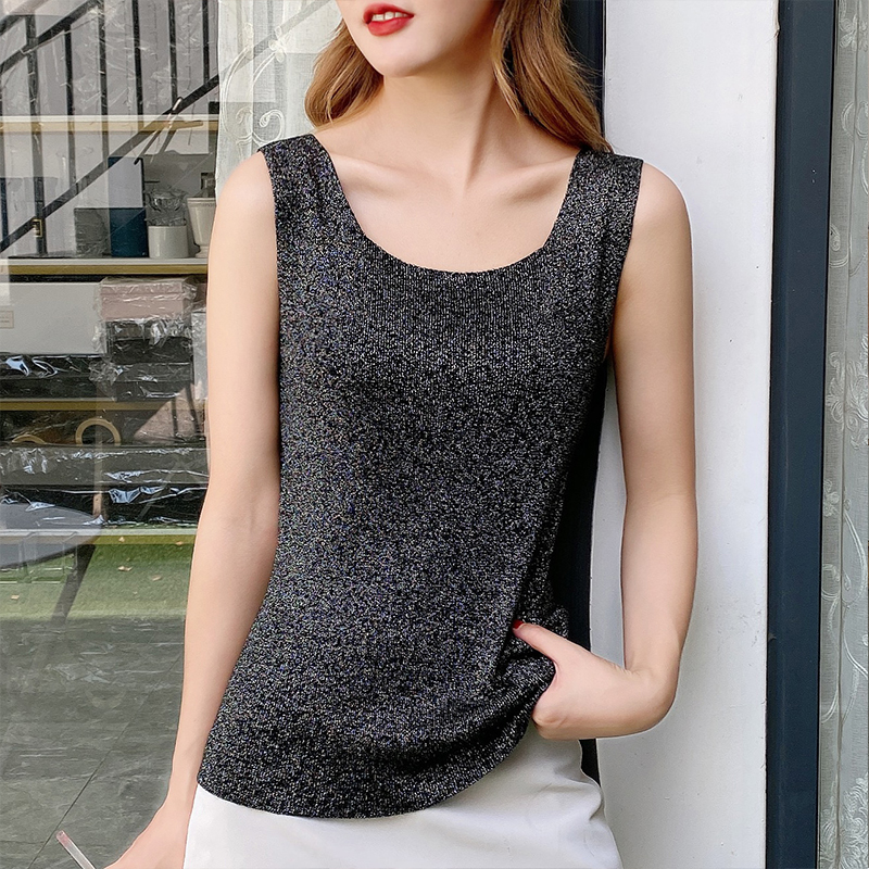 领夏吊带亮丝通勤修身风女士背心