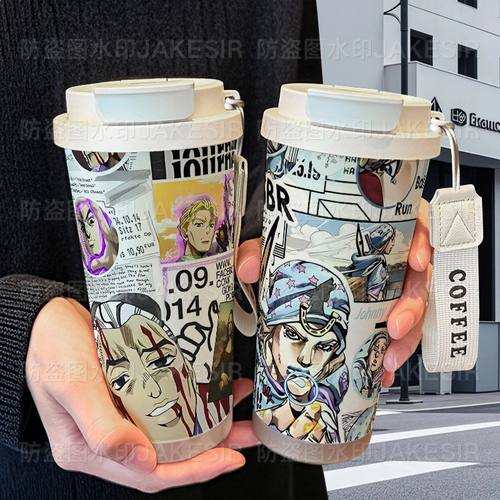 JOJO的奇妙冒险保温杯不锈钢学生高颜值吸管双饮大容量咖啡水杯